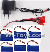 Wltoys V686 V686G V686K parts-18 USB Charger & 1-To-5 jst Conversion wire & 5pcs 780mah battery For Wltoys V686 V686G Quadcopter parts,V686 Drone Spare parts