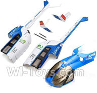 XK K124 Parts-01 Front fuselage,Front Canopy & Rear fuselage-Blue For XK K124 helicopter Spare parts,EC145 6CH Flybarless RC Helicopter parts