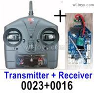 Wltoys XK K200 Parts Remote Control + Receiver board Together.K200.0023 + 0016 .XK Force K200 RC Helicopter Replacement Accessories.