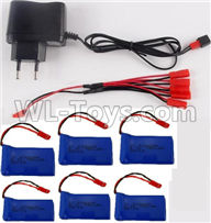 XK X260 Spare parts-22-04 USB Charger & 1-To-5 jst Conversion wire & 5pcs 780mah battery,XK X260 RC Quadcopter Drone Spare Parts Replacement Accessories