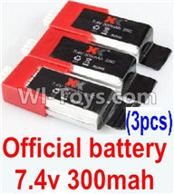 XK K120 Parts-37 Official 7.4v 300mah battery(3pcs) For Wltoys XK X120 Helicopter parts,6ch Brushless Helicopter spare parts