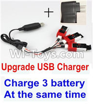 XK K120 Parts-39 Upgrade USB charger unit,Can charge 3 battery at the same time & USB-To-Socket conversion plug(Not include the 3x battery) For Wltoys XK X120 Helicopter parts,6ch Brushless Helicopter spare parts