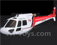 XK K123 Parts-02 Front fuselage & Rear fuselage-Red For XK K123 helicopter Spare parts,AS350 6CH Flybarless RC Helicopter  parts