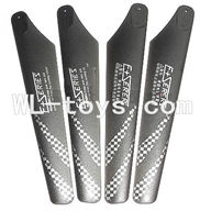 DFD F187 RC helicopter Parts-03 Main blades(4pcs-2A+2B)-Black