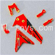 Skytech M3 M3A RC Helicopter Parts-27 Horizontal and verticall wing with fixtures-Red