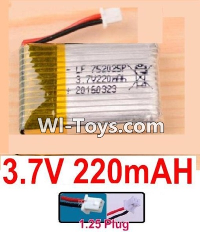 3.7V Battery 05-01 3.7v 220mah 15C Battery with White 1.25 Plug-752025,702025,602025,Size:27X20X8mm,Weight:6.3g,be suit for RC Quadcoter,Drone,RC Helicopter,RC Car,RC Boat,Tank etc.