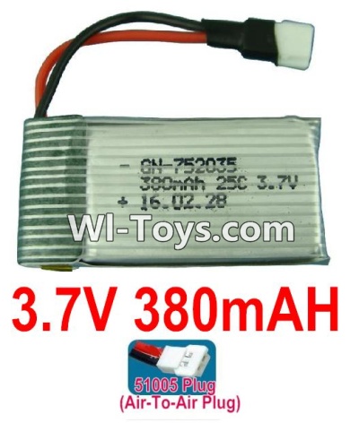 3.7V Battery 10-01 3.7v 380mah 25C Battery with 51005 Air-to-air Plug-752035,Size:38X20X7.5mm,Weight:10.5g,be suit for RC Quadcoter,Drone,RC Helicopter,RC Car,RC Boat,Tank etc.
