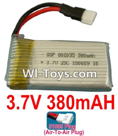 3.7V Battery 10-03 3.7v 380mah 25C Battery with 51005 Air-to-air Plug-802035,Size:37x19x8mm,Weight:11.7g,be suit for RC Quadcoter,Drone,RC Helicopter,RC Car,RC Boat,Tank etc.