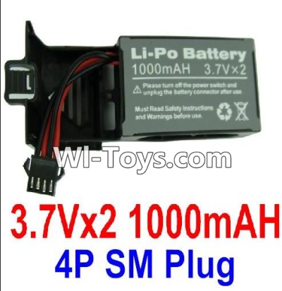 3.7V Battery 21-01 3.7Vx2 1000mah 25C Battery with 4P SM Plug,Size:22x15x6.5mm,Weight:64g,be suit for RC Quadcoter,Drone,RC Helicopter,RC Car,RC Boat,Tank etc.