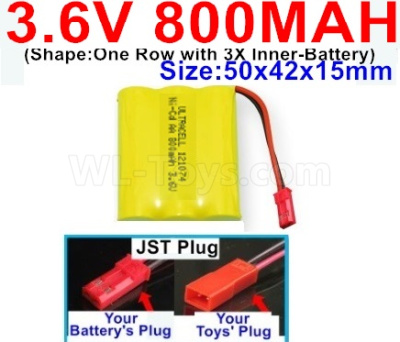 3.6V 800MAH Battery-With JST Plug-(Shape-One Row with 3X Inner-Battery)-Size-50x42x15mm,3.6V NI-CD NI-MH 800MAH Battery be suit for RC Truck,RC Car,RC Boat,RC Robot,rc tank,rc Quadcoter,Drone,RC Helicopter,etc.