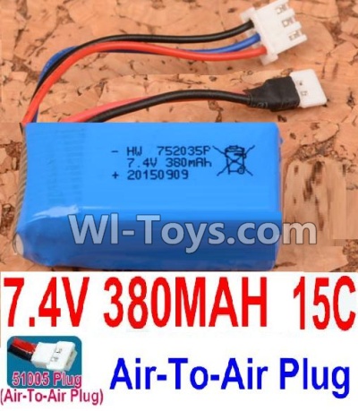 7.4V Battery-7.4V 380mah 25C Lipo Battery with 51005 White Air-To-Air Plug-752035,Size:41.5X20X20mm,Weight:20g,Plug:White Air-To-Air Plug