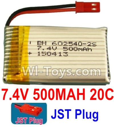 7.4V Battery-7.4V 500mah 20C Lipo Battery with Red JST Plug-602540,Size:54X25X10mm,Weight:23.7g,Be suit for SJ T40 Drone etc.