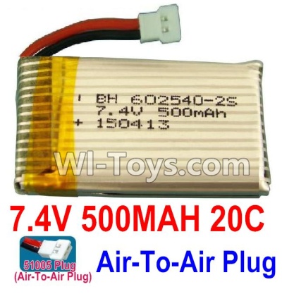 7.4V Battery-7.4V 500mah 20C Lipo Battery with 51005 White Air-To-Air Plug-602540,Size:45X25X12mm,Weight:23g,Be suit for Quadcopter Drone ect.