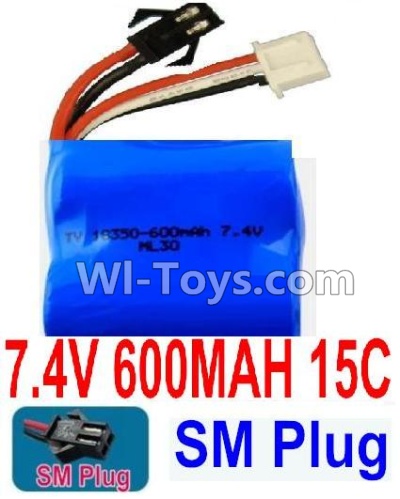 7.4V Battery-7.4V 600mah 15C Lipo Battery with Black 2P SM Plug-18350,Size:36X36X18mm,Weight:48g,Plug:Black 2P SM Plug