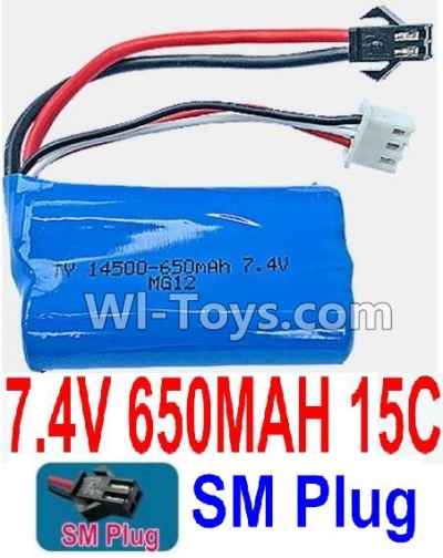 7.4V Battery-7.4V 650mah 15C Lipo Battery with Black 2P SM Plug-14500,Size:50X28X14mm,Weight:45.2g,Be suit for HJ370 Quadcopter etc.