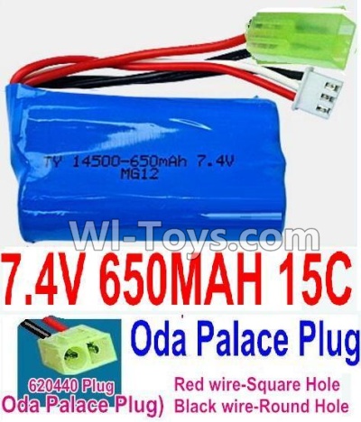 7.4V Battery-7.4V 650mah 15C Lipo Battery with Yellow Oda Palace Plug-14500(Red wire-Square Hole,Black Wire-Roud Hole),Size:50X28X14mm,Weight:45.2g,Be suit for RC Quadcopter,Helicopter,Car,Boat,etc.