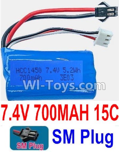 7.4V Battery-7.4V 700mah 15C Lipo Battery with Black 2P SM Plug-1450,14500,Size:56X30X12mm,Weight:39.2g,Be suit for Water projectile,Other rc helicopter,Drone,car boat,etc.