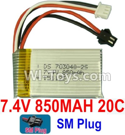 7.4V Battery-7.4V 850mah 20C Lipo Battery with Black SM Plug-703048,Size:56X30X17mm,Weight:38.9g,Be suit for Baolong RC Quadcopter,RC Helicopter,etc.
