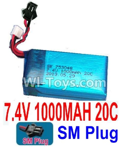 7.4V Battery-7.4V 1000MAH Lipo Battery with Black SM Plug-753048,Size:55X30X16mm,Weight:46g,Be suit for RC Quadcopter,RC Helicopter,Car,Boat,etc.