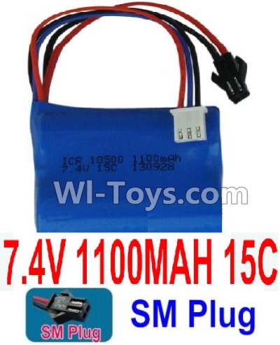 7.4V Battery-7.4V 1100mah 15C Lipo Battery with 2P SM Plug-18500,Size:50X36X18mm,Weight:70.6g,Be suit for RC Quadcopter,Helicopter,Car,Boat,etc.