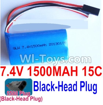 7.4V Battery-7.4V 1500mah 15C Lipo Battery with 5500 Black Head Plug-18650,Size:65X36X18mm,Weight:90.8g,Be suit for MJX T49,F49,Mingji 802 Helicopter,RC Quadcopter,Car,Boat,etc.