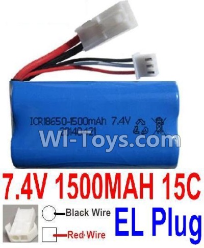 7.4V Battery-7.4V 1500mah 15C Lipo Battery with White 2P EL Plug-18650(Red wire-Square Hole,Black Wire-Roud Hole),Size:65X36X18mm,Weight:92g,Be suit for FT009 RC Boat,RC Quadcopter,Helicopter,Car,etc.