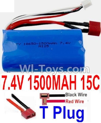 7.4V Battery-7.4V 1500mah 15C Lipo Battery with T Plug-18650(Horizontal shaft-Black Wire,Verticall shaft-Red wire),Size:65X36X18mm,Weight:92g,Be suit for RC Quadcopter,Helicopter,Car,Boat,etc.