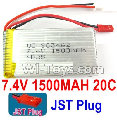 7.4V Battery-7.4V 1500mah 20C Lipo Battery with Red JST Plug-903462,Size:65X34X18mm,Weight:83.5g,Be suit for Wltoys L959 L969 L979 L202 RC Car,Quadcopter,Helicopter,Boat,etc.