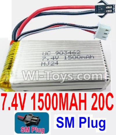 7.4V Battery-7.4V 1500mah 20C Lipo Battery with Black SM Plug-903462,Size:65X34X18mm,Weight:83.5g,Be suit for RC Quadcopter,Helicopter,Car,Boat,etc.