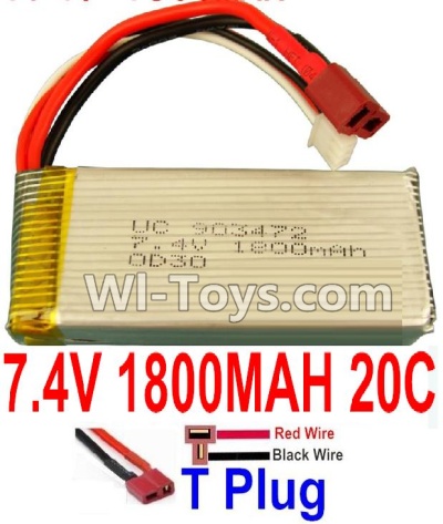7.4V Battery-7.4V 1800mah 20C Lipo Battery with T Plug-903472(Horizontal shaft-Red Wire,Verticall shaft-Black wire),Size:68X34X23.5mm,Weight:100g,Be suit for Wltoys RC Car,RC Quadcopter,Helicopter,Boat,etc.