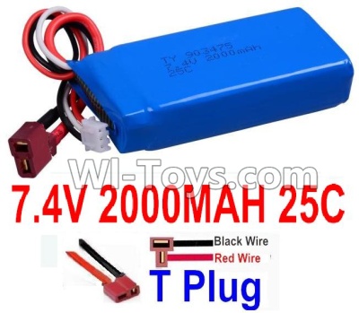 7.4V Battery-7.4v 2000mah 25C Lipo Battery with T Plug-903475(Horizontal shaft-Black Wire,Verticall shaft-Red wire),Size:80X34X18mm,Weight:96.2g,Be suit for RC Quadcopter,Helicopter,Car,Boat,etc.