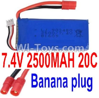 7.4V Battery-7.4v 2500mah 25C Lipo Battery with Banana Plug-903480,Size:83X34X18mm,Weight:96g,Be suit for SYMA X8C X8W X8G X8HW X8HC X8HG,Huanqi 899 RC Quadcopter,Helicopter,Car,Boat,etc.