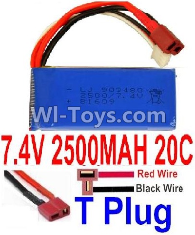 7.4V Battery-7.4v 2500mah 25C Lipo Battery with T Plug-903480(Horizontal shaft-Red Wire,Verticall shaft-Black wire),Size:83X34X18mm,Weight:96g,Be suit for RC Quadcopter,Helicopter,Car,Boat,etc.