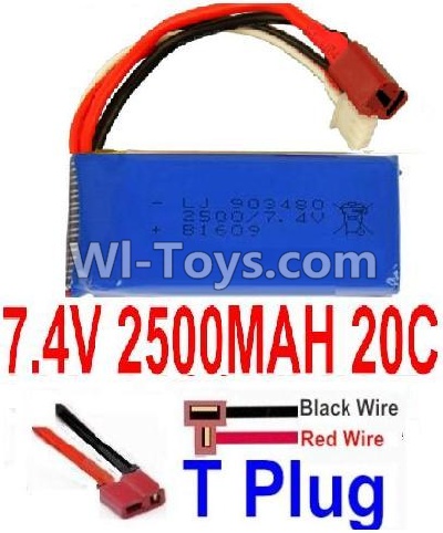 7.4V Battery-7.4v 2500mah 25C Lipo Battery with T Plug-903480(Horizontal shaft-Black Wire,Verticall shaft-Red wire),Size:83X34X18mm,Weight:96g,Be suit for RC Quadcopter,Helicopter,Car,Boat,etc.
