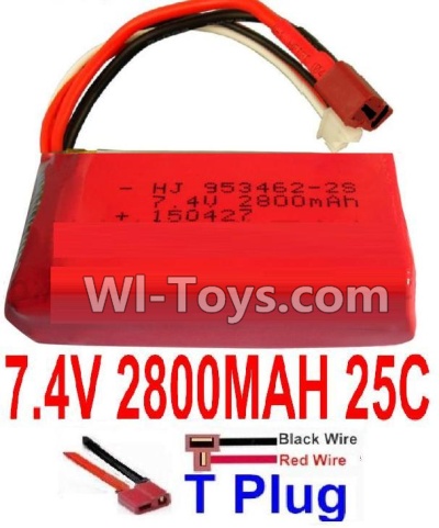 7.4V Battery-7.4V 2800mah 25C Lipo Battery with T Plug-953462(Horizontal shaft-Black Wire,Verticall shaft-Red wire),Size:80X34X19mm,Weight:100g,Be suit for RC Quadcopter,Helicopter,Car,Boat,etc.
