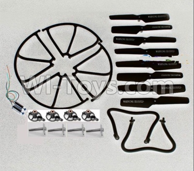 DFD-F183-Parts-36 Crash set 2-(Propelers-8pcs & Landing skid-2pcs & Outer protect frame-4pcs & Motor-2pcs & Main gear with hollow pipe-4pcs & Motor seat-4pcs))-Black For DFD F183 F183C Quadcopter parts,rc Drone parts