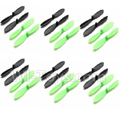 Holy Stone F180 F180C F180W Parts-10 Propellers,Main rotor blades(24pcs-12x Black & 12X Green),Holy Stone F180 F180C F180W RC Quadcopter parts,F180 RC Drone Spare parts Accessories