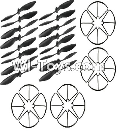JJRC H11 H11C H11D Parts-10 Main rotor blades,Propellers(16pcs) & Outer protect frame(16pcs) For JJRC H11 H11C H11D Quadcopter Spare parts,RC drone Parts,2.4G UFO Parts