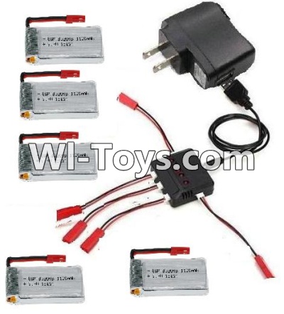 JJRC H11 H11C H11D Parts-39 5pcs 1100mah Battery & Upgrade 1-to-5 charger with balance charger & USB-to-Socket Conversion plug & Conversion wire(5pcs)
