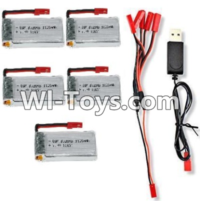 JJRC H11 H11C H11D Parts-40 3.7V 1100mAh LiPo Battery(5pcs) & 1-TO-5 Conversion wire & USB Charger For JJRC H11 H11C H11D Quadcopter Spare parts,RC drone Parts,2.4G UFO Parts
