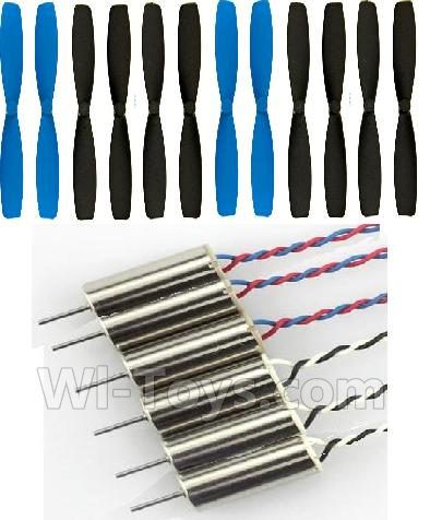 JJRC H21 Parts-30 Propellers(12pcs) & Rotating Motor with red and blue wire(3pcs) & Reversing-rotating Motor with black and white wire(3pcs) For JJRC H21 H21 Quadcotper parts,H21 Drone Spare parts,2.4V UFO
