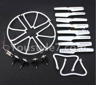 JJRC H8C H8D Parts--35 Crash set 2-(Propelers-8pcs & Landing skid-2pcs & Outer protect frame-4pcs & Motor-2pcs & Main gear with hollow pipe-4pcs & Motor seat-4pcs))-White For JJRC H8C H8D Quadcopter Parts,Drone parts,Camera spare parts