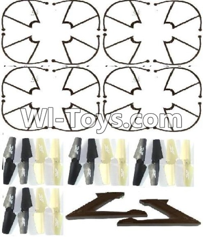 JJRC H9D H9W Parts-17 Official outer protect frame(4pcs)-Black & Propellers(16pcs) & Landing skid(2pcs) For JJRC H9 H9D H9W Quadcopter Spare parts,RC drone Parts,2.4G UFO Parts