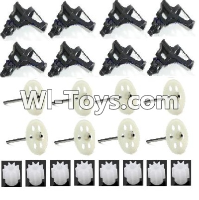 JJRC H9D H9W Parts-28 Motor seat(8pcs) & Main gear with hollow pipe(8pcs0 & Small motor gear(8pcs) For JJRC H9 H9D H9W Quadcopter Spare parts,RC drone Parts,2.4G UFO Parts