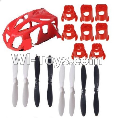 Lead Honor LH-X9 Parts -01 Upper shell cover & Upper and bottom motor cover(8pcs) & Blades(8pcs)-Red For LiHuang LH-X9 Quadcopter parts rc drone parts