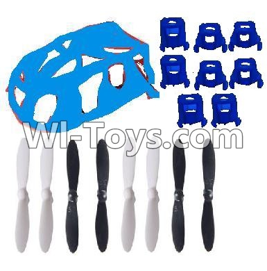 Lead Honor LH-X9 Parts -02 Upper shell cover & Upper and bottom motor cover(8pcs) & Blades(8pcs)-Blue For LiHuang LH-X9 Quadcopter parts rc drone parts