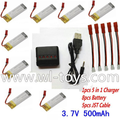 Lishitoys L6036 RC Quadcopter Parts-39 Upgrade 1-to-5 balance charger and USB charger & 5pcs White-to-JST coversion wire & 8pcs 500mah battery