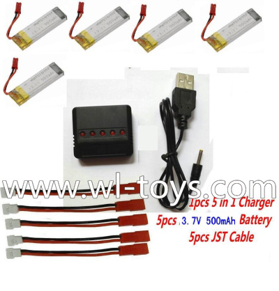 Lishitoys L6036 RC Quadcopter Parts-40 Upgrade 1-to-5 balance charger and USB charger & 5pcs white-to-JST coversion wire & 5pcs 500mah battery