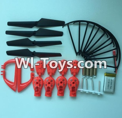 MJX X402 X402H Spare Parts-16 Crash set 2(4x Outer protect frame,4x Propellers,4x Landing skid,4x motor,1x battery,4x motor seat and 4x motor cover,4X Main gear wiht steel pipe),MJX X402H X402 RC Quadcopter Drone Spare Parts Replacement Accessories