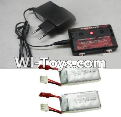 MJX X401 X401H Spare Parts-59 Upgrade charger and Balance charger-Can charge two battery at the same time & 2pcs Battery,MJX X401H X401 RC Quadcopter Drone Spare Parts Replacement Accessories